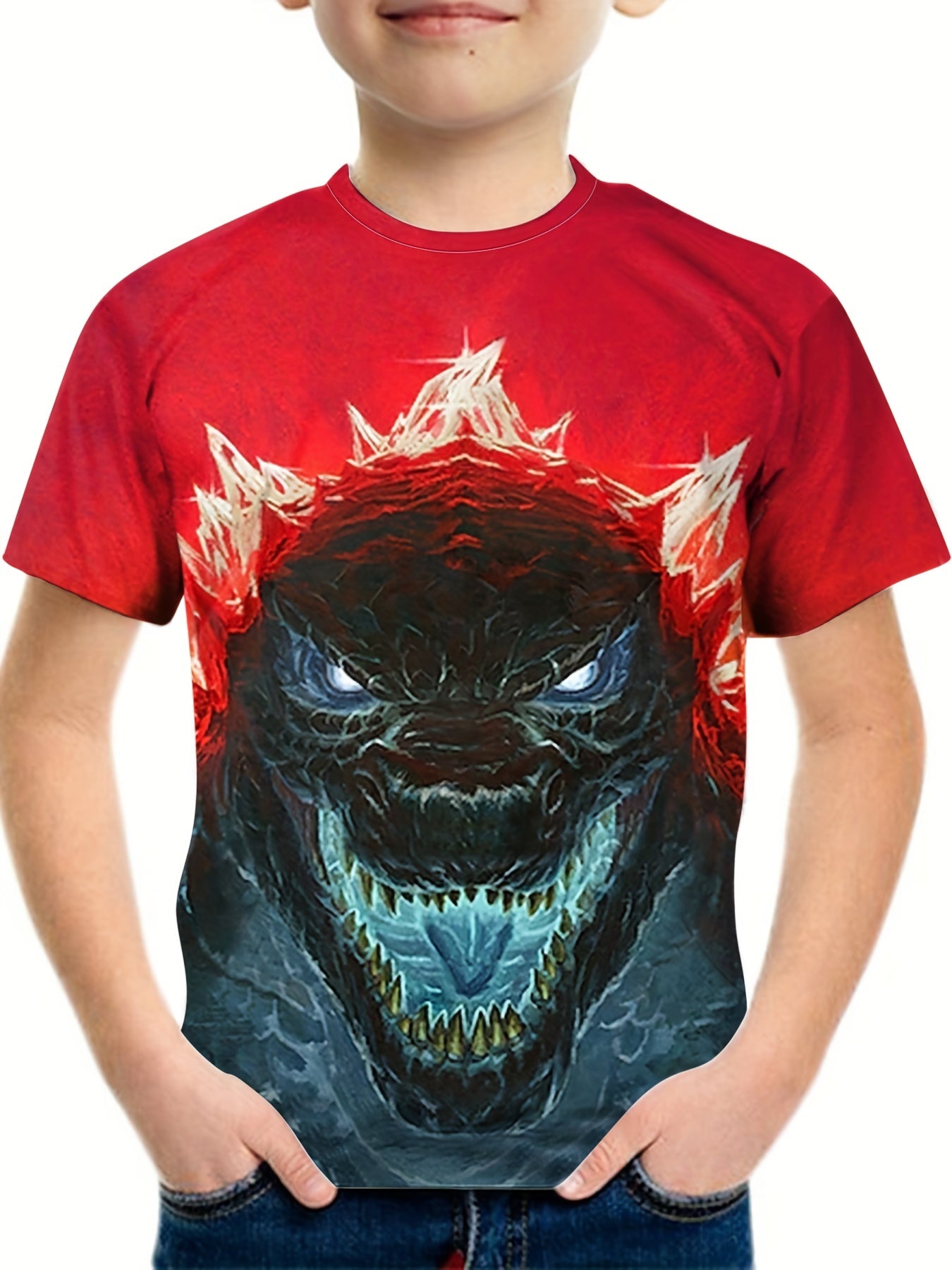 Boy's Monster Graphic T shirt, Breathable 3D Print Tee Kid's Clothing