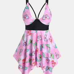  Y2k Butterfly Print Swimsuit Set - 2pc