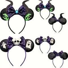Mouse Ears Headband Bows Glitter Princess Decoration Cosplay Costume Girls