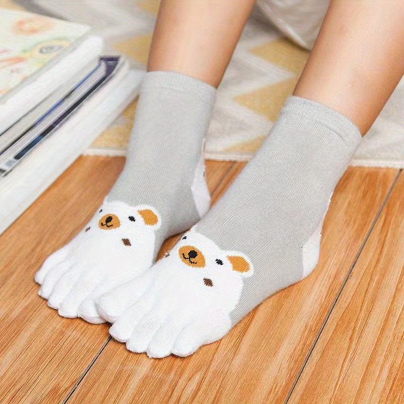 Kids 5 Toe Socks Breathable Deodorant All Seasons Split Toe Heel Protectio