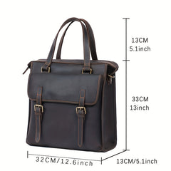 Retro Cowhide Backpack Men's Hand Held Briefcase