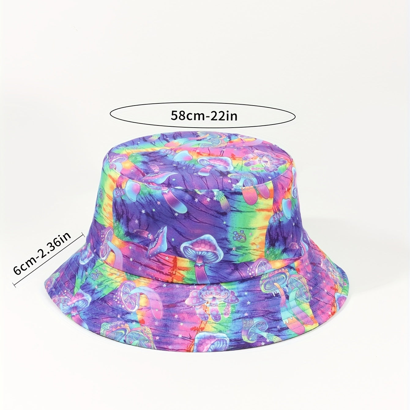 Magic Mushroom Reversible Bucket Hat Hip Hop Printed Basin Hat Sunscreen Fisherm
