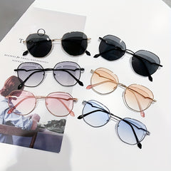 Metal Round Frame Sunglasses Candy Women Outdoor Sunshade Travel Eyeglasses