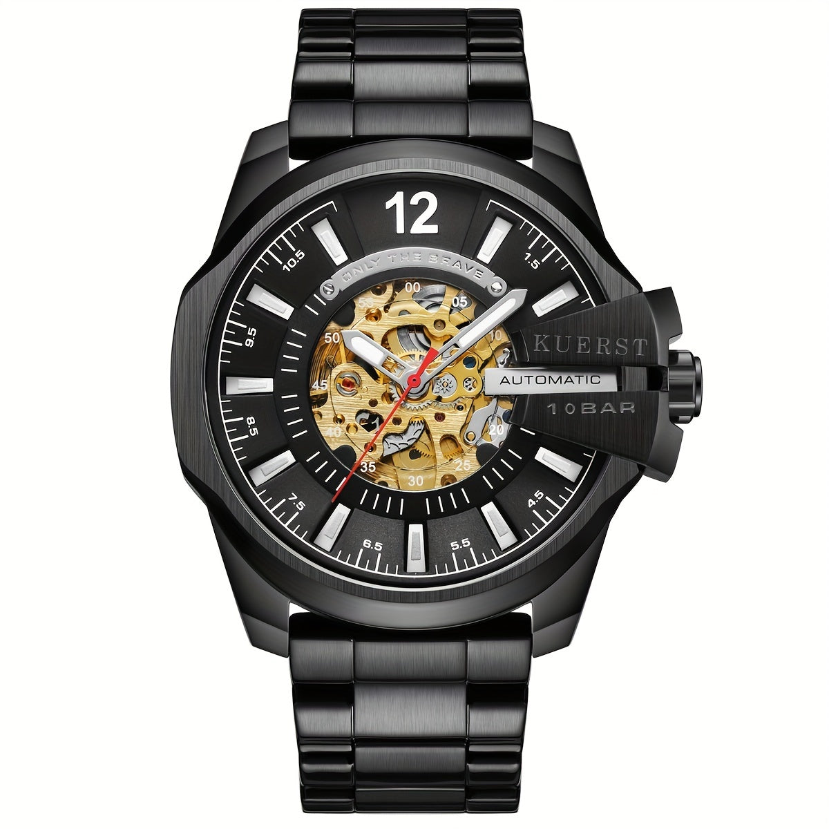 KUERST Steel Strap Automatic Mechanical Waterproof Business Watch