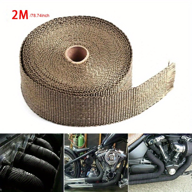 2M Motorcycle Exhaust Wrap Roll Fiberglass Heat Shield Tape Thermal Protection