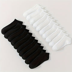 20 Pairs Solid Socks Comfy & Breathable All match Socks Women's Stockings