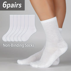 6 Pairs Women'S Knee High Diabetic Non Binding Socks