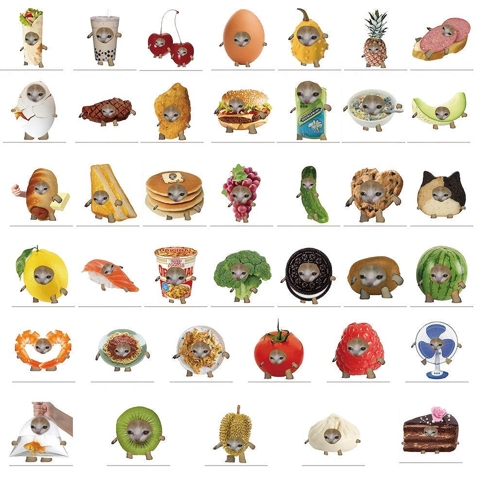 Funny Food Cat Head Stickers Waterproof Stickers