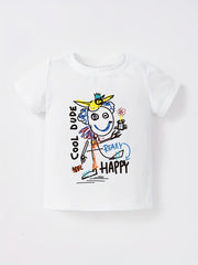 Boys Funny Mister Print T shirt Kids Short Sleeve Tee Top
