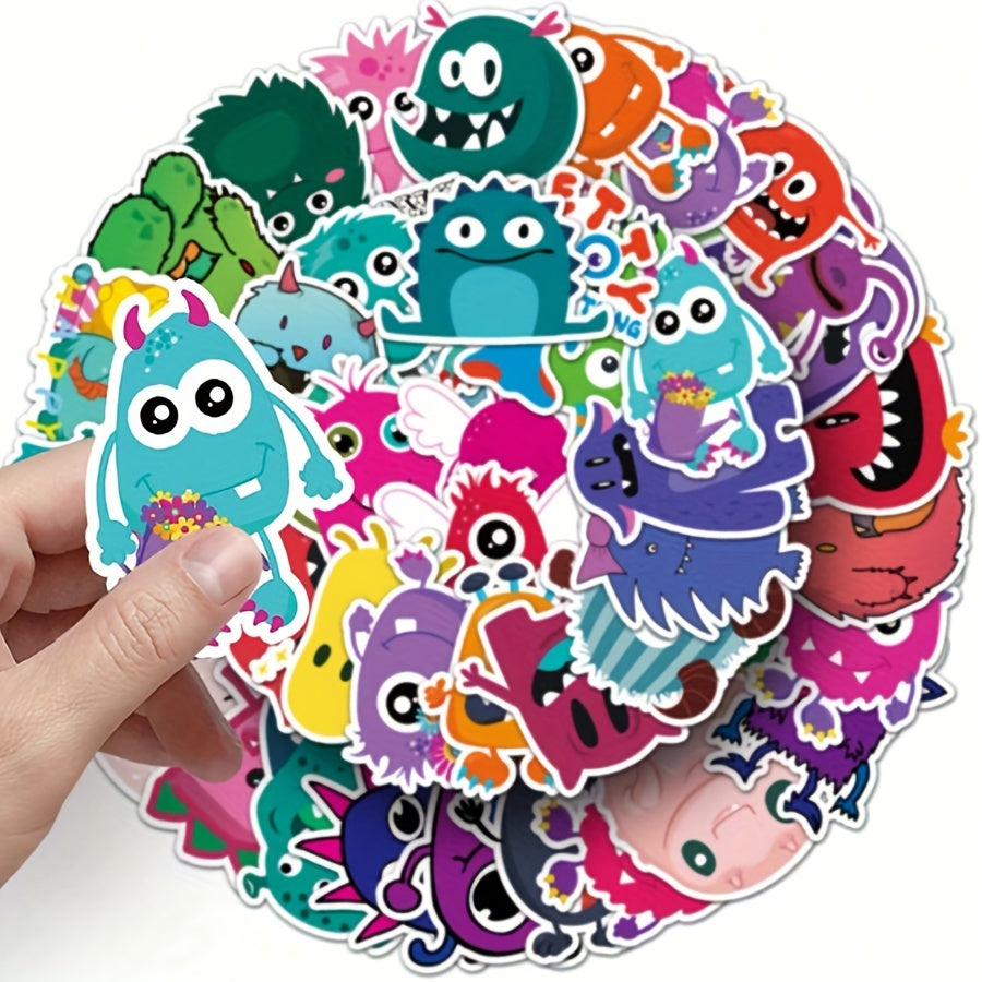 50pcs Little Monster Vinyl Stickers - Fun Cartoonish Designs