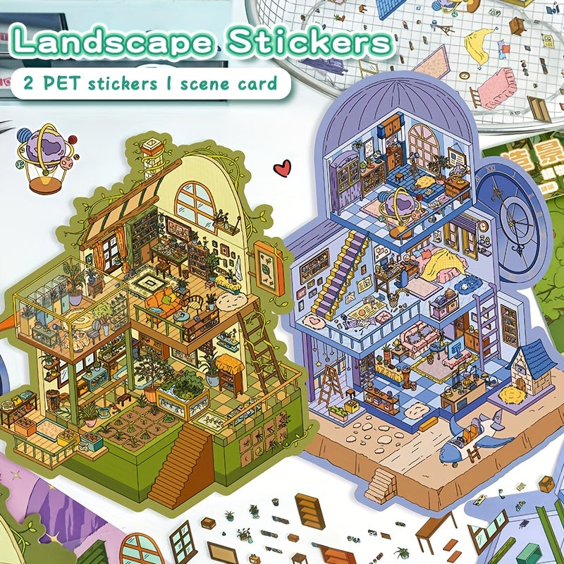 3D House Micro Scene Stickers DIY Educational Toy Album