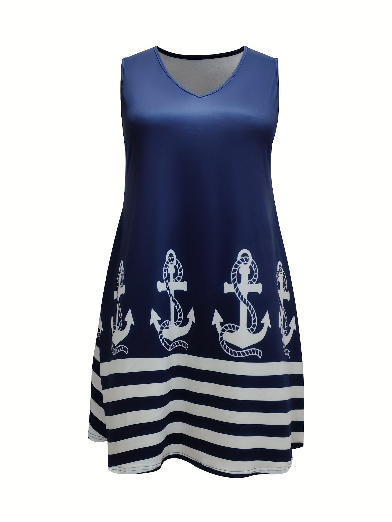  Anchor Print V Neck Tank Dress