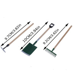 Doll House Mini Garden Toy Set Of 3 Ornaments Snow Shovel Rake Elf Accessory