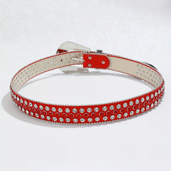 Y2K Red Rhinestone Belt Western Cowgirl
