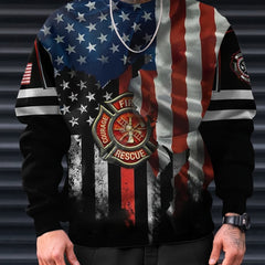 Flag Pattern 3D Print Crew Neck Sweatshirt Men's Casual Pullover Sweatshirt