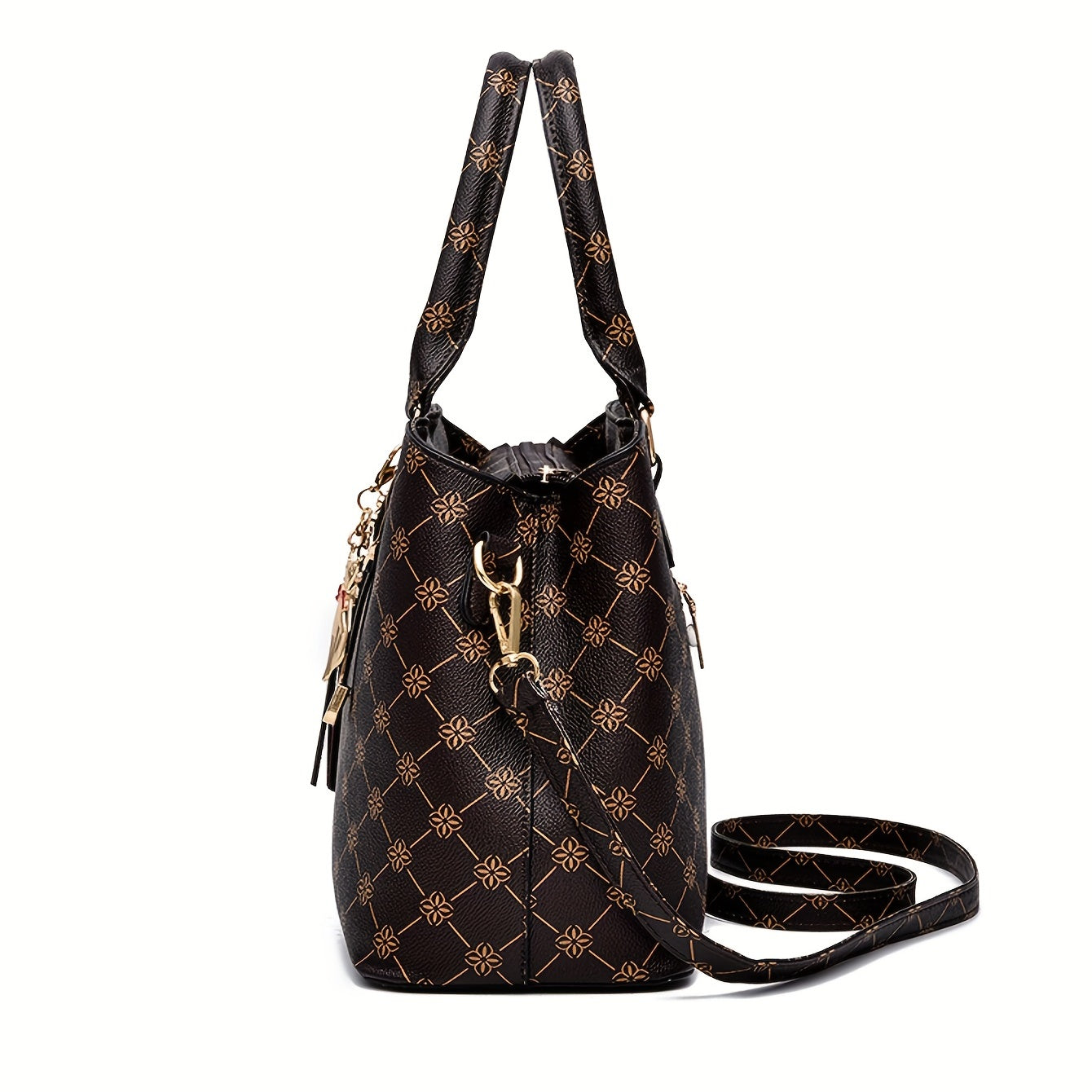 Vintage Geometric Print Tote Bag Retro Top Handle Satchel Purse