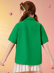 Forest Series Girls Short Sleeve Shirt Flower Graphic Top