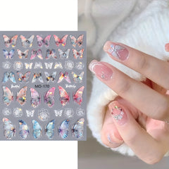 5D Holographic Butterfly Nail Stickers - Manicure Decoration Decals