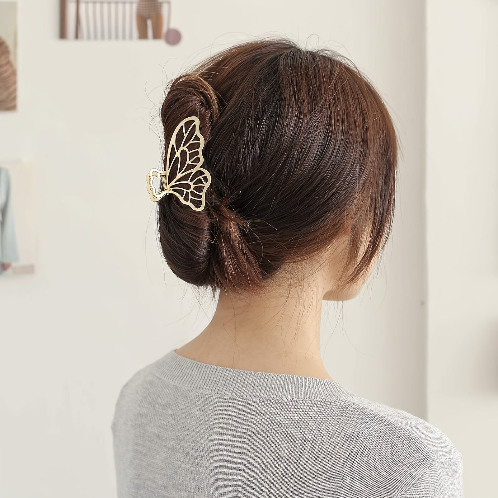4pcs Butterfly Hair Clips Non Slip Rose Golden Thick Hair Thin Hair Claw