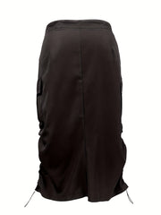  Y2k Side Ruched Cargo Maxi Skirt