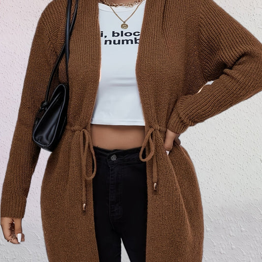  Drawstring Hoodie Cardigan