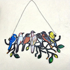 Multicolor Birds Metal Iron Art Double Sided Painted Window Bird