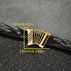5pcs Stainless Steel Accordion Music Connector for DIY Jewelry Making
