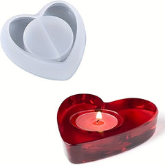 Heart Candle Holder Silicone Mold for DIY Flower Pot & Jewelry Box