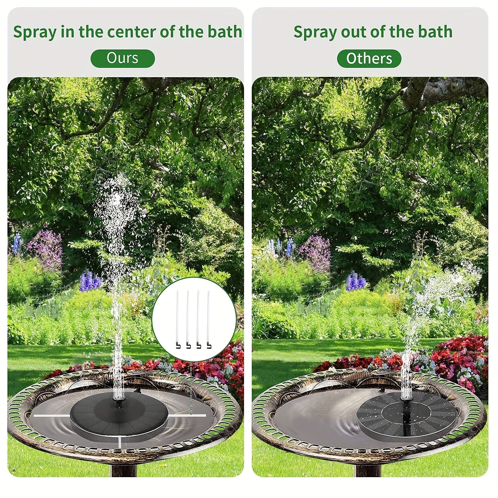 3.5W Solar Fountain For Bird Bath - Upgraded Pump with 6 Nozzles
