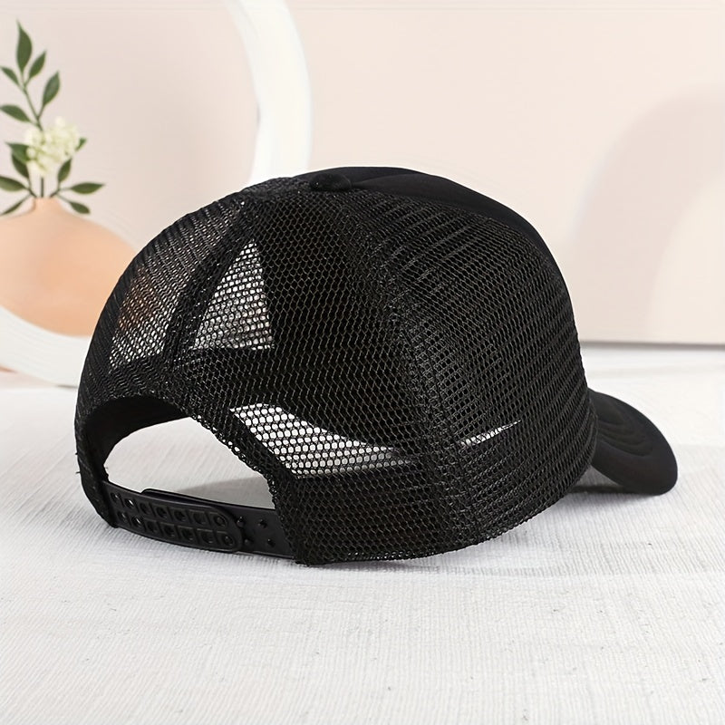 Mesh Print Glasses Dog Baseball Cap Sunshade Breathable Peaked Cap Trucker Hat