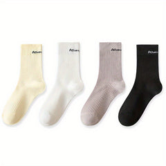 4 Pairs Letter Print Mid Tube Socks Women's Stockings