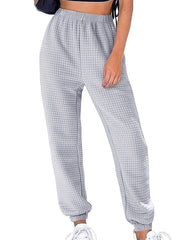  High Rise Jogger Trousers Elastic Waist Solid Women's Casual Pants
