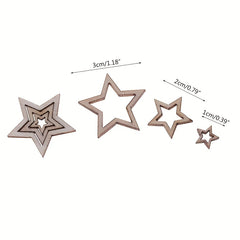 100pcs Recycled Wood Star Cutouts for Christmas Decorations DIY Art