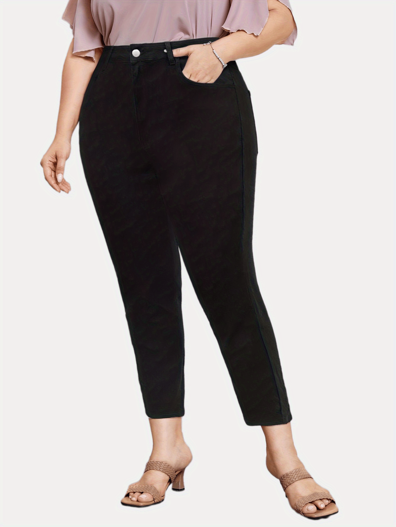  Casual Jeans High Rise Straight Leg Jeans With Pockets
