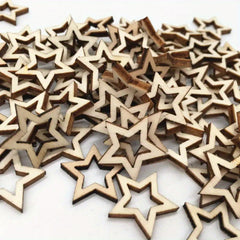 100 Pcs Star Wood Cutouts for Crafts - Christmas Flag Winter Decor