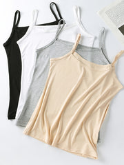 4pcs Soft Solid Cami Tops Elastic Wearable Tank Tops Women's Lingerie