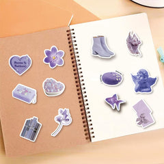 50 Purple Reusable Stickers Cartoon Animals DIY