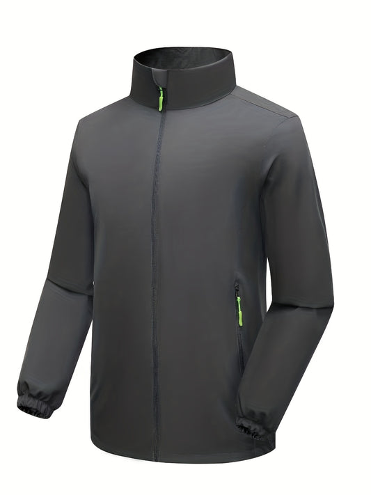 Men's Casual Stand Collar Windbreaker Jacket Zip Up Coat for Spring Fall