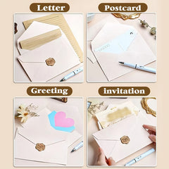 16 Pcs Vintage Stationery Paper & Envelopes Set, 3 Burlap Envelopes, 10 Writing