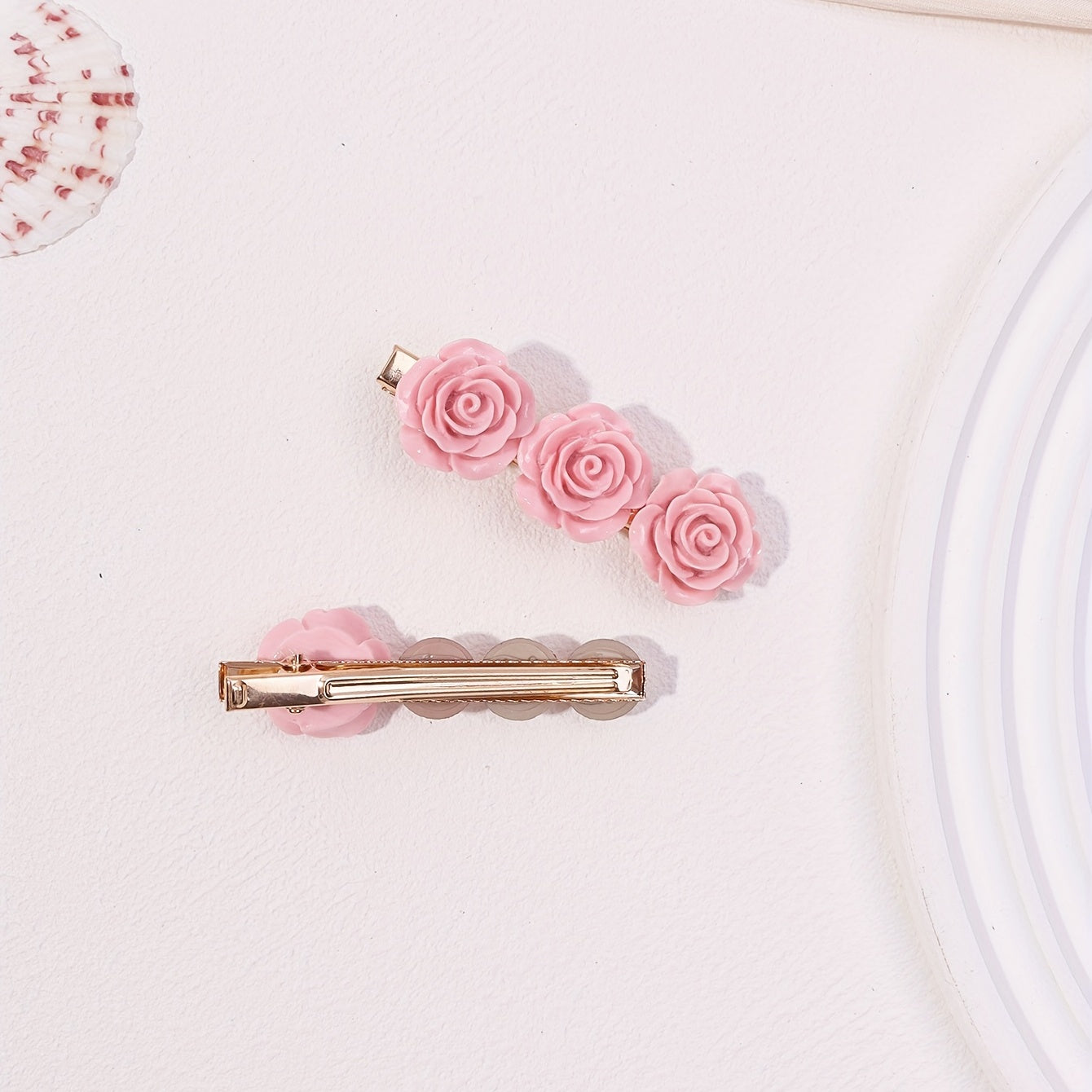 Pink Flower Hair Clip Sweet Duck Billed Clip For Bangs