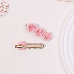 Pink Flower Hair Clip Sweet Duck Billed Clip For Bangs