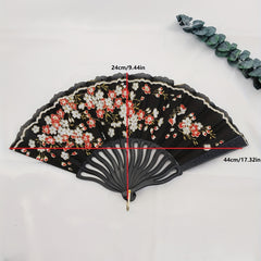 Vintage Flower Folding Fan Dance Performance Prop