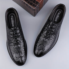 Men's British Style Croc Embossed Derby Shoes Dress Wedding Business