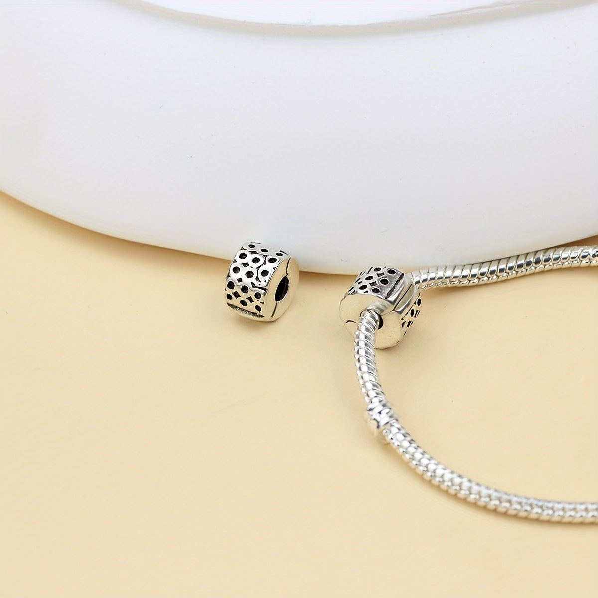 European Silver Plated Safety Bead Clip Stopper Charm Bracelet DIY Jewelry