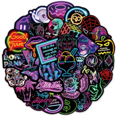 50PCS Neon Crow Stickers Waterproof PVC Stickers
