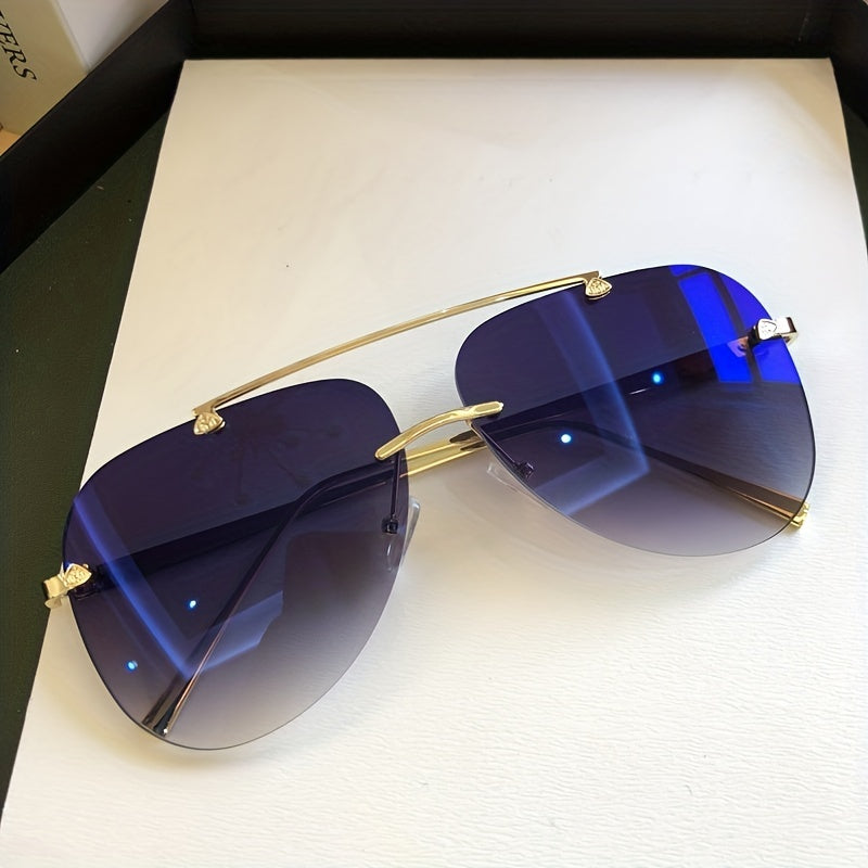 Men's Frameless Sunglasses UV400 Flat Top Aviator