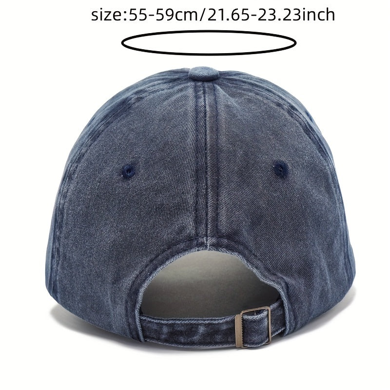 Printed Baseball Cap Washed Distressed Dad Hat Vintage Unisex Adjustable