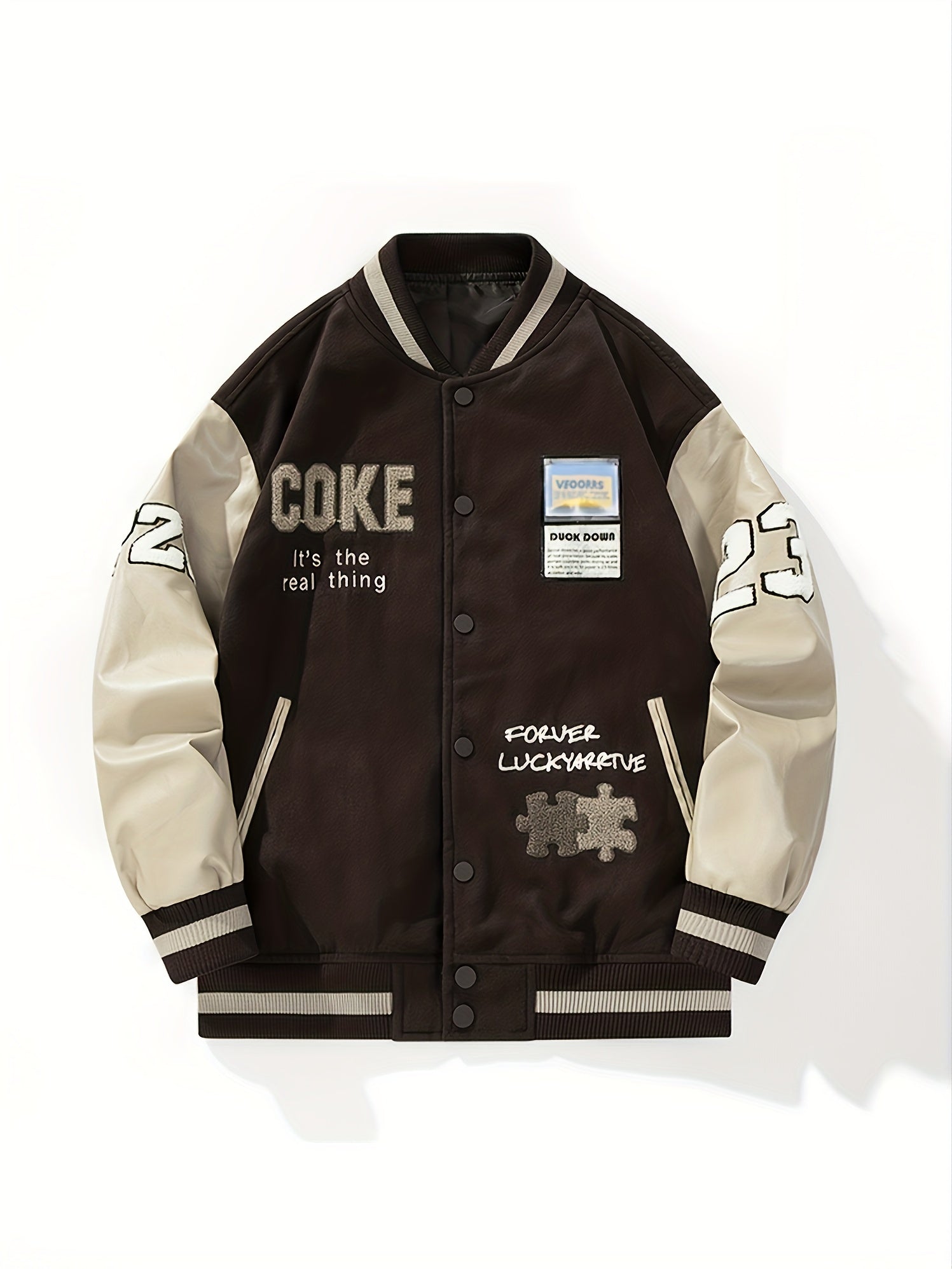 Men's Embroidered Varsity Jacket for Spring/Fall