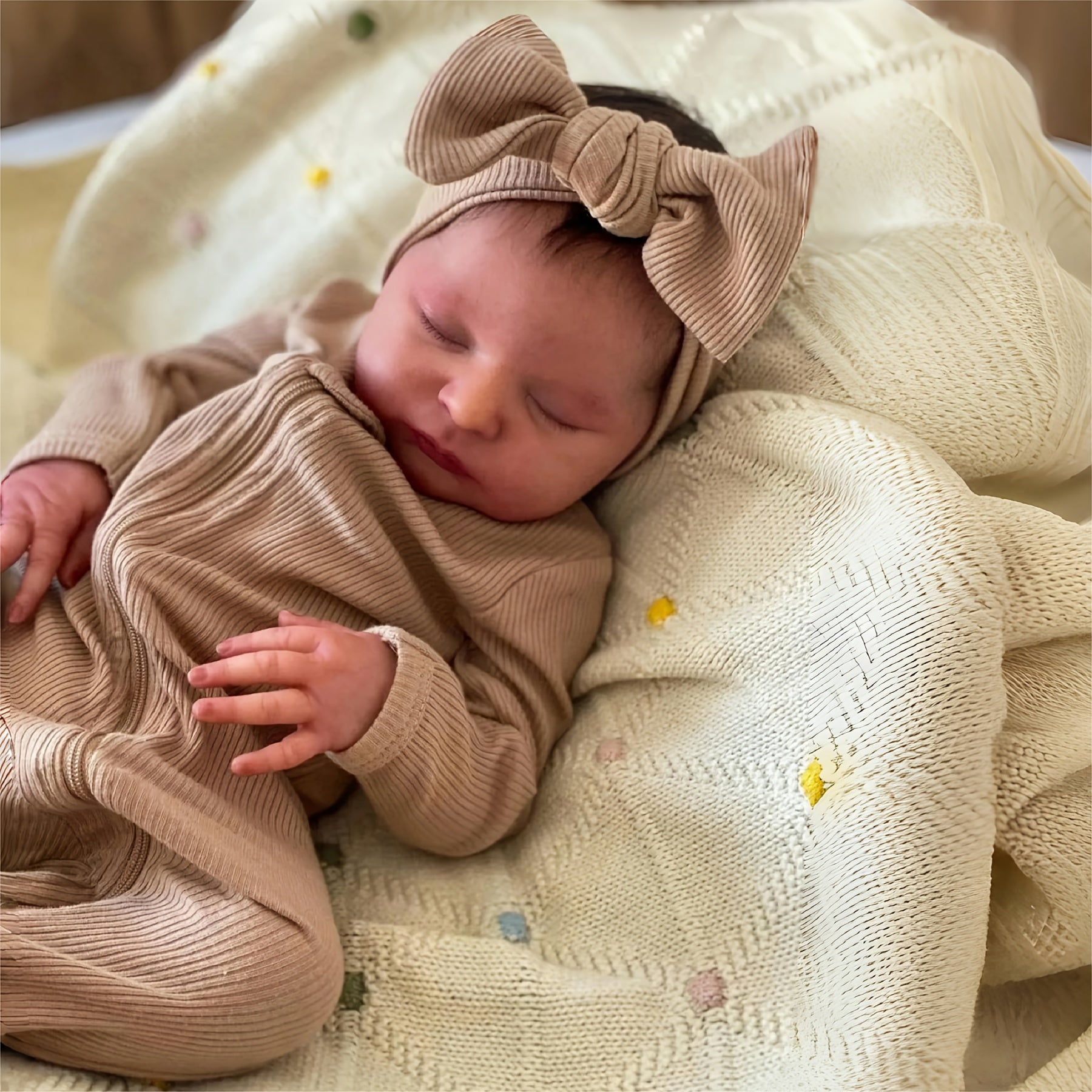 Soft Vinyl 3D Painted Sleeping Girl Reborn Baby Doll