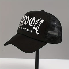 Gothic Letter Print Mesh Trucker Hat Baseball Cap for Women & Men